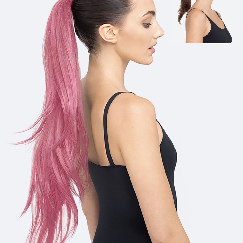 PrettyParty Twist in Ponytail Wig Pink Clip on